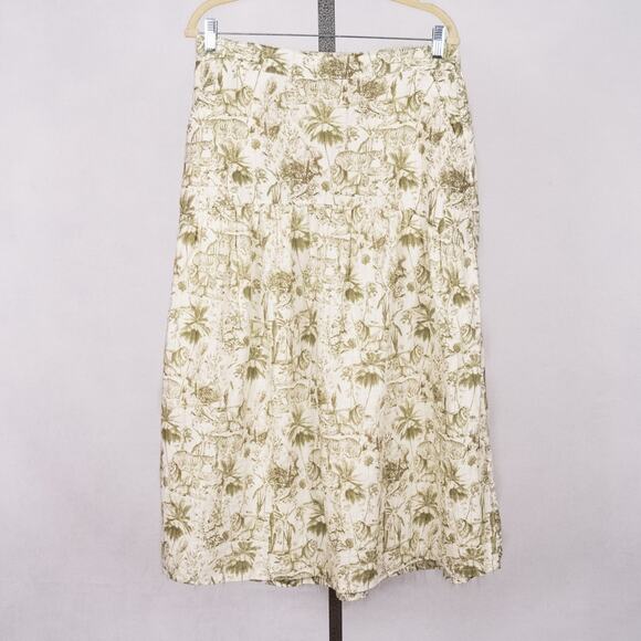 Rachel Zoe Dresses & Skirts - Rachel Zoe Tiered Skirt 100% Linen LARGE Toile Tropical Safari Jungle Lion Tiger